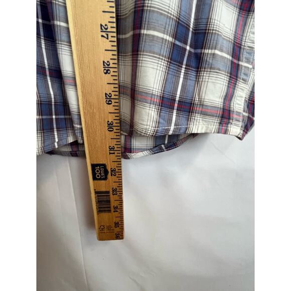 Cinch Men's Large Blue/Red/White Plaid Short Sleeve Button Down Western Shirt - Picture 5 of 7